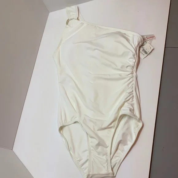 NWT Michael Kors White One-Shoulder One Piece Swimsuit - Picture 3 of 6
